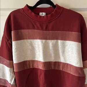 Yellow the Brand Red and Grey Striped Sweatshirt